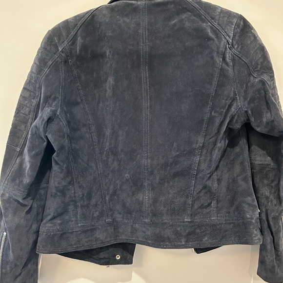 BLANKNYC NAVY BLUE SUEDE MOTO JACKET DETAIL SHOULDERS SIZE M - Picture 3 of 3